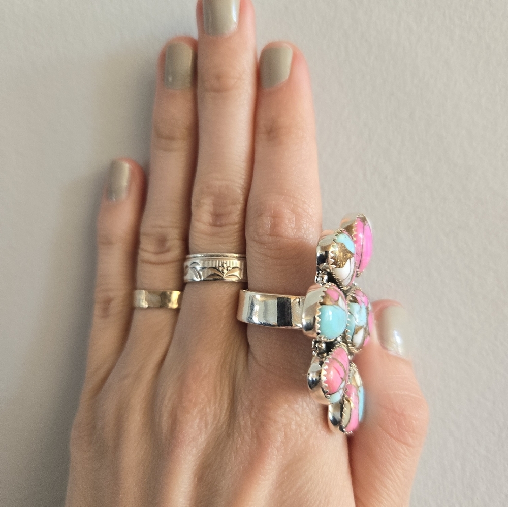Cotton Candy Turquoise Sterling Ring - Picture 2 of 5